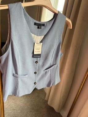 Monteau Dusty Blue V-Neck Vest